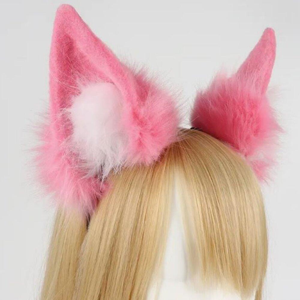 Plush fox cosplay accessory- cute pink ears